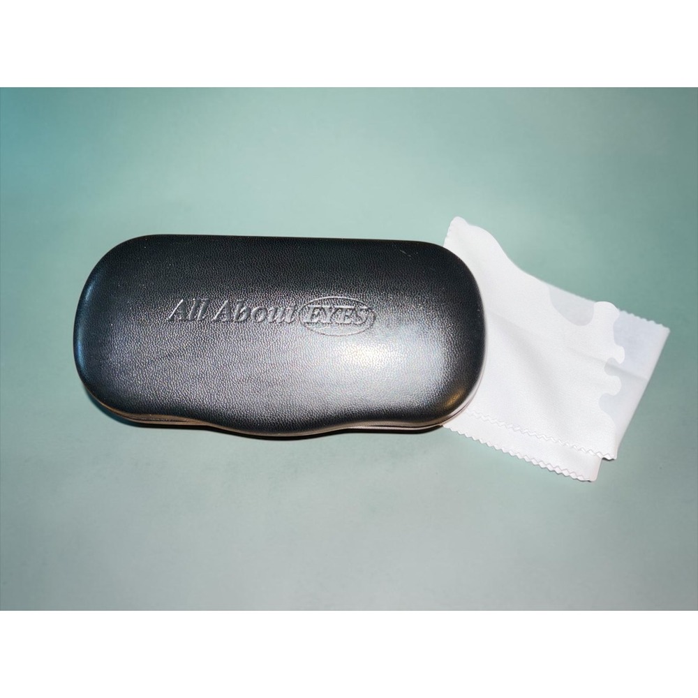 All About Eyes Hard Eyeglass Case Black Protective Glasses Case w Cleaning Cloth